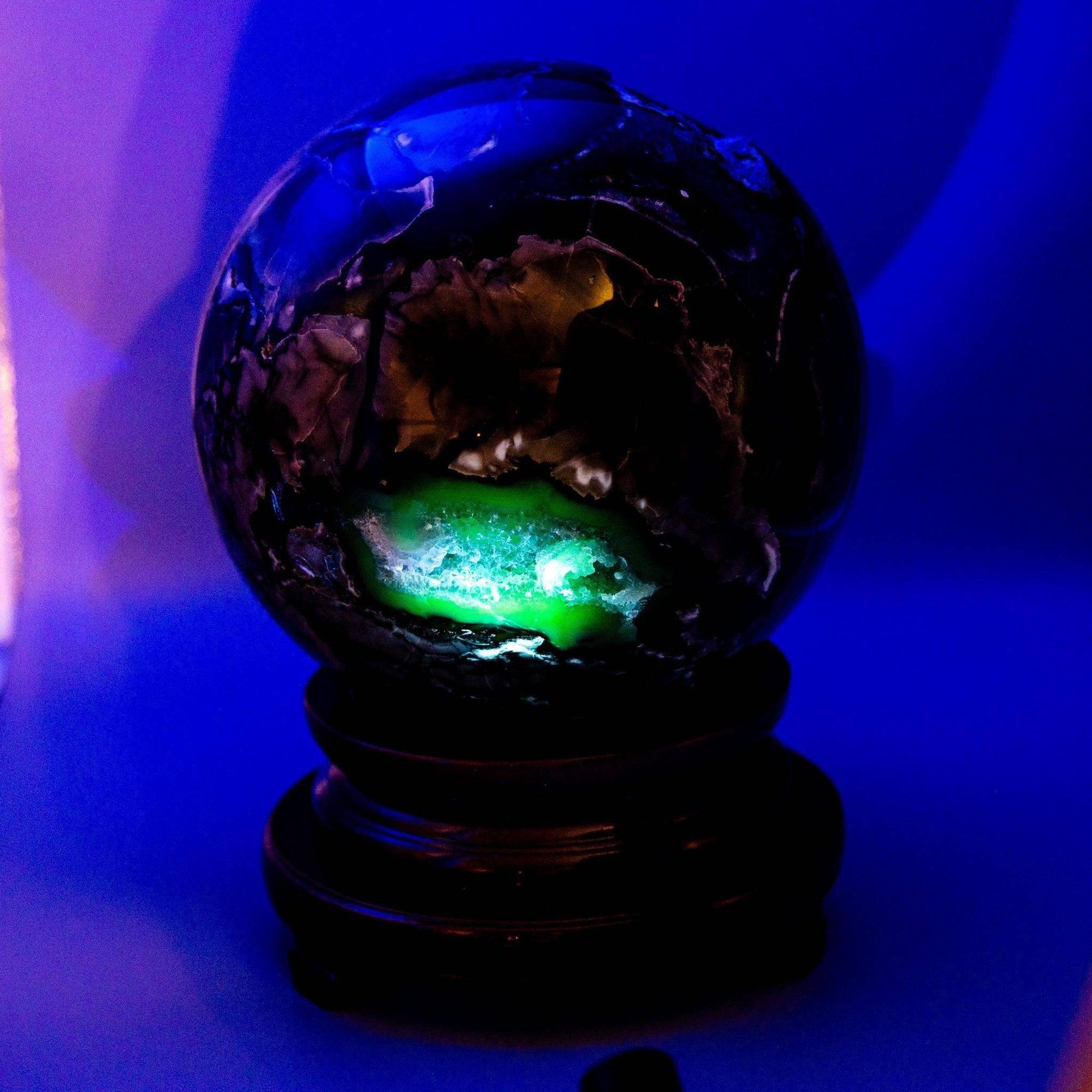 Volcano Agate Crystal Sphere XXL UV Reactive Collector