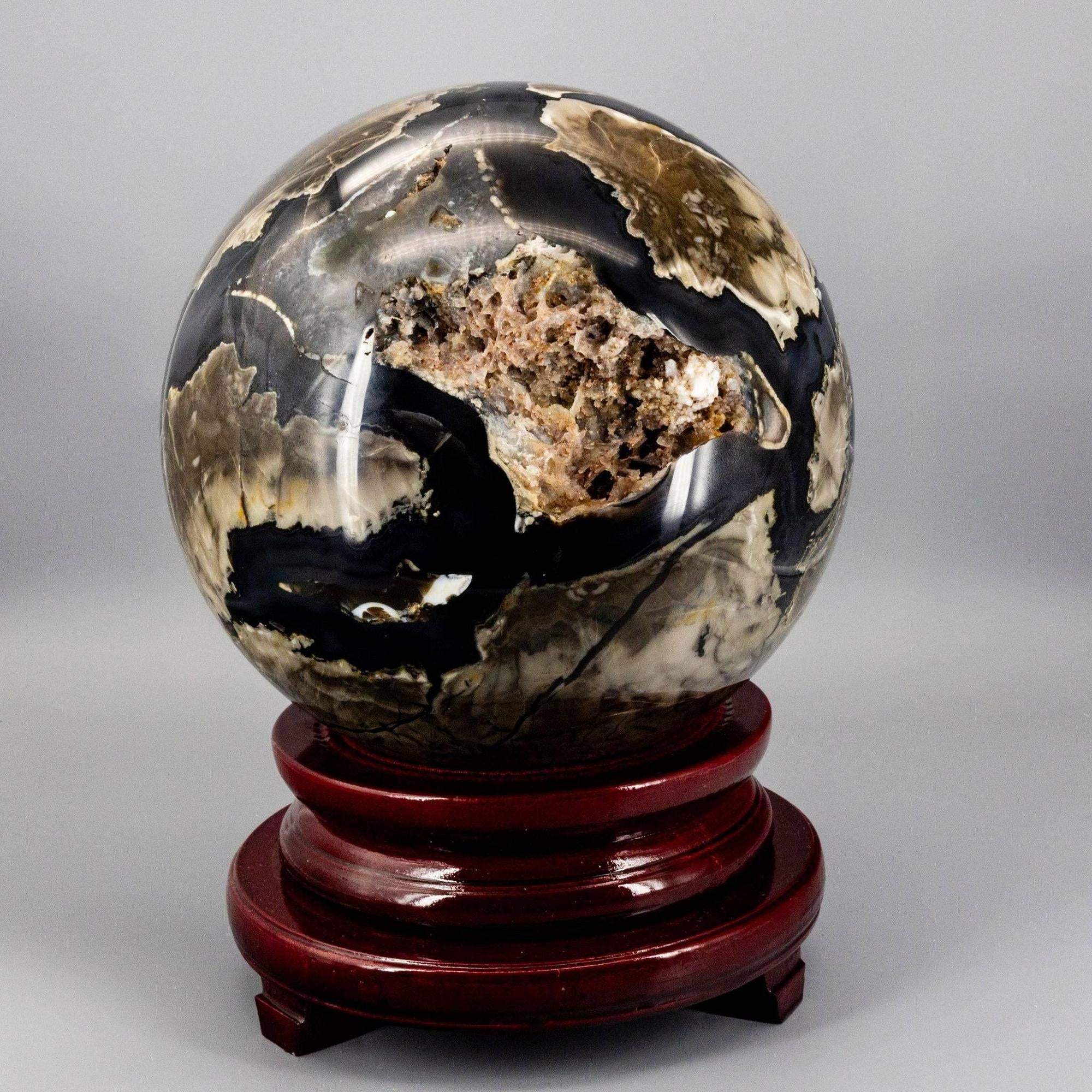 Volcano Agate Crystal Sphere XXL UV Reactive Collector