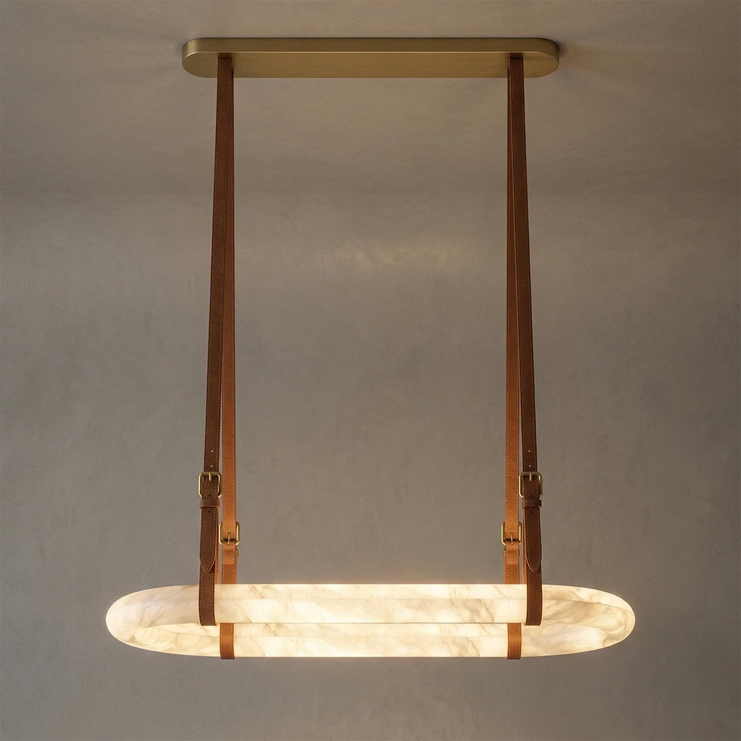 Alabaster Round Leather Chandelier