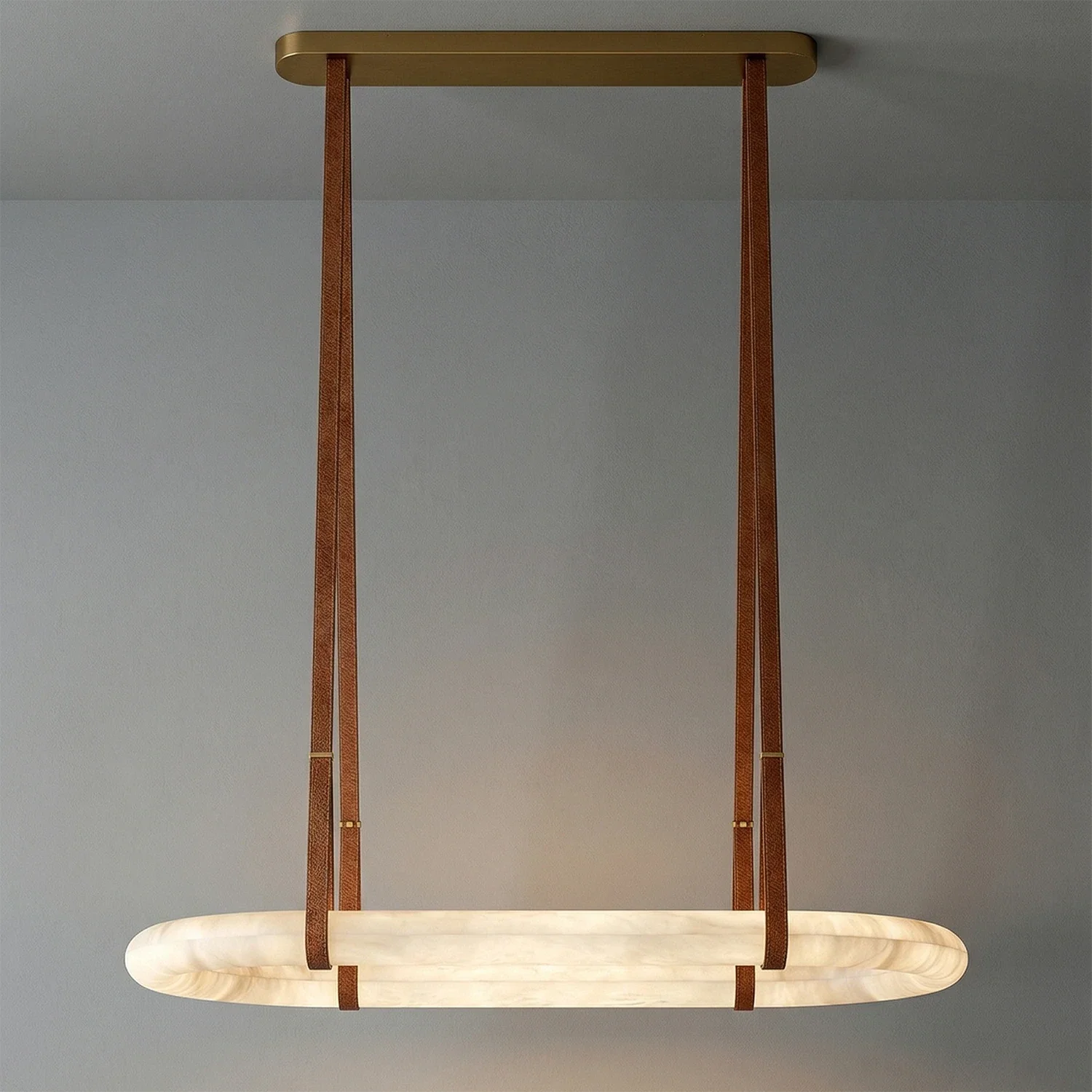 Alabaster Round Leather Chandelier