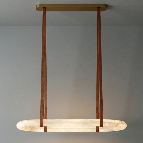 Alabaster Round Leather Chandelier