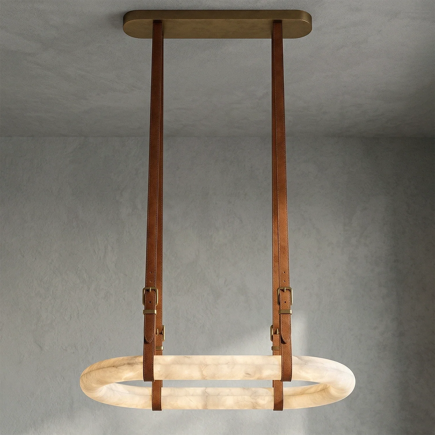 Alabaster Round Leather Chandelier