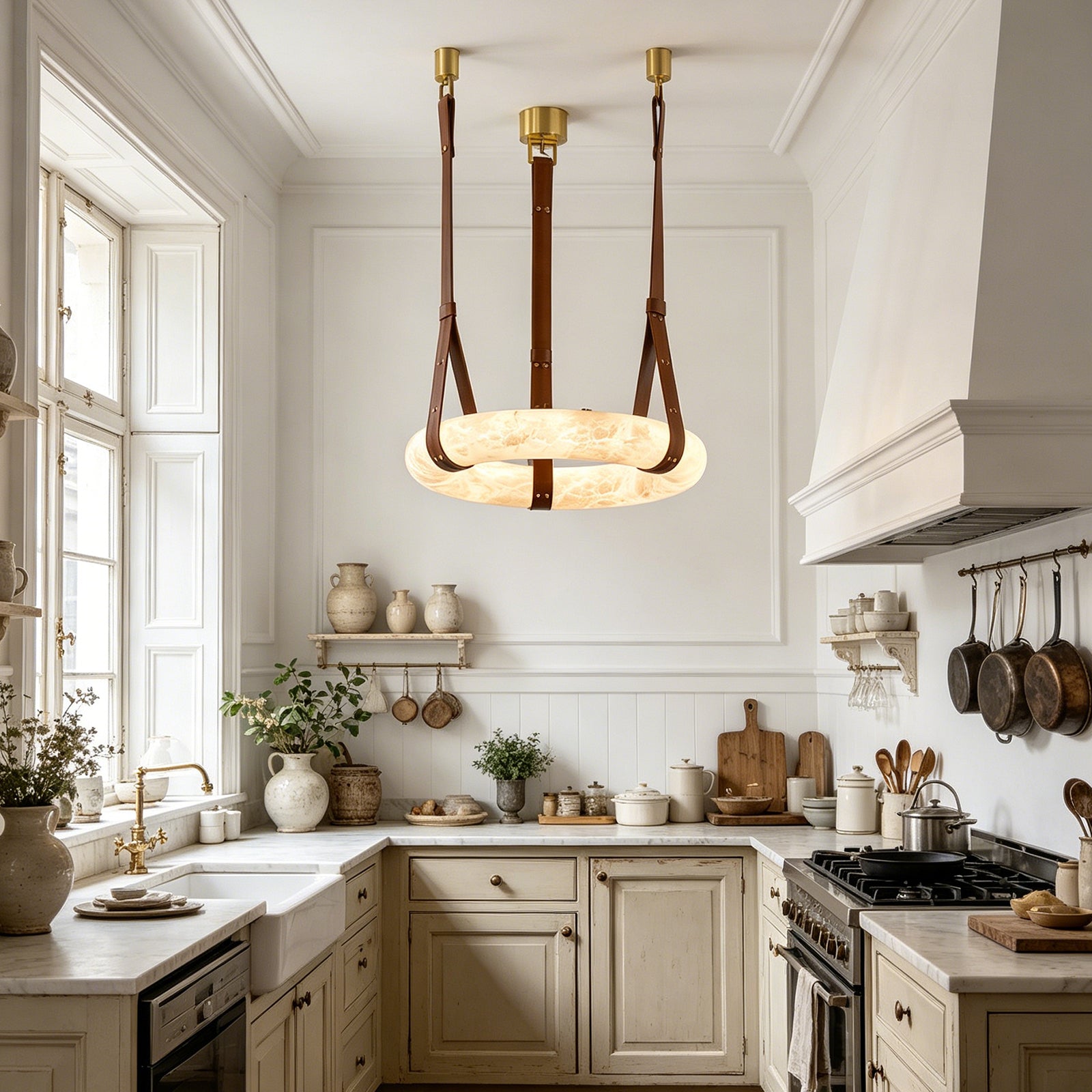 Alabaster round Pendant Light