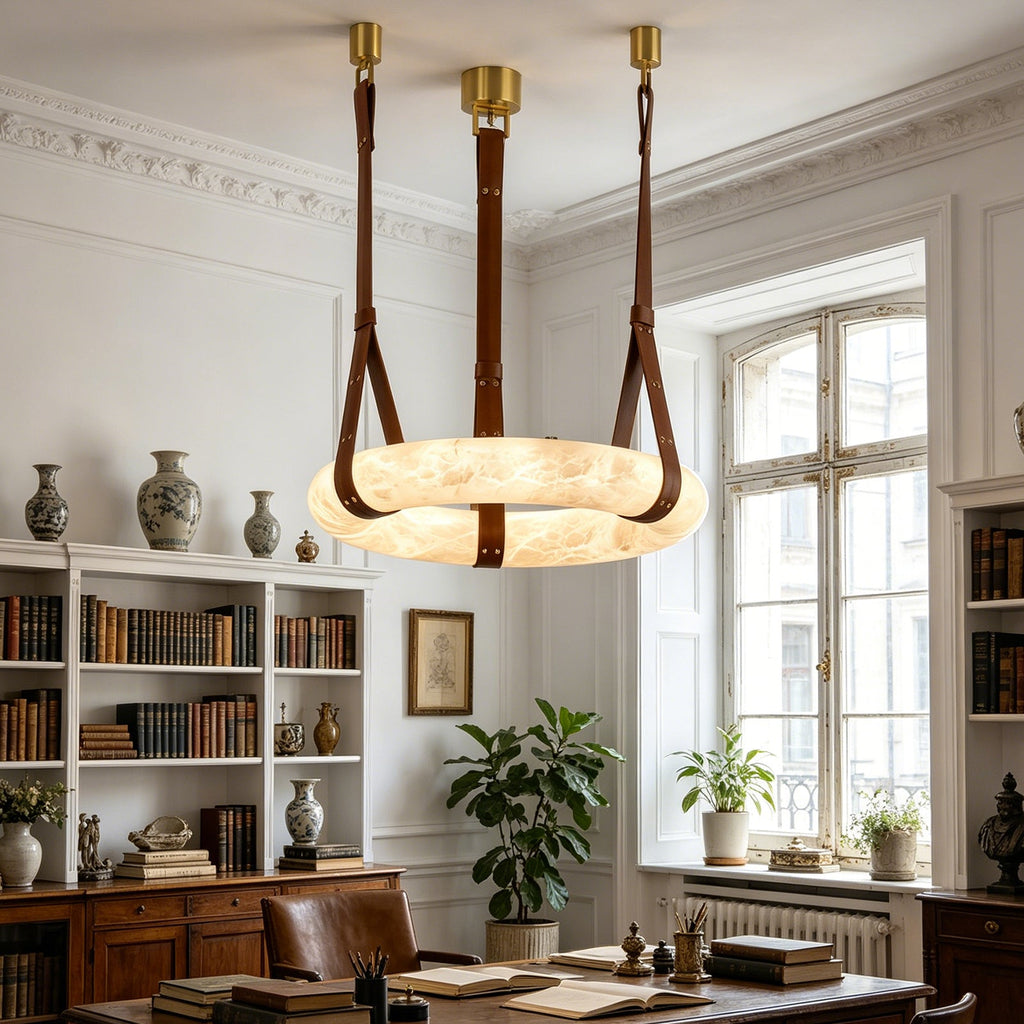 Alabaster round Pendant Light