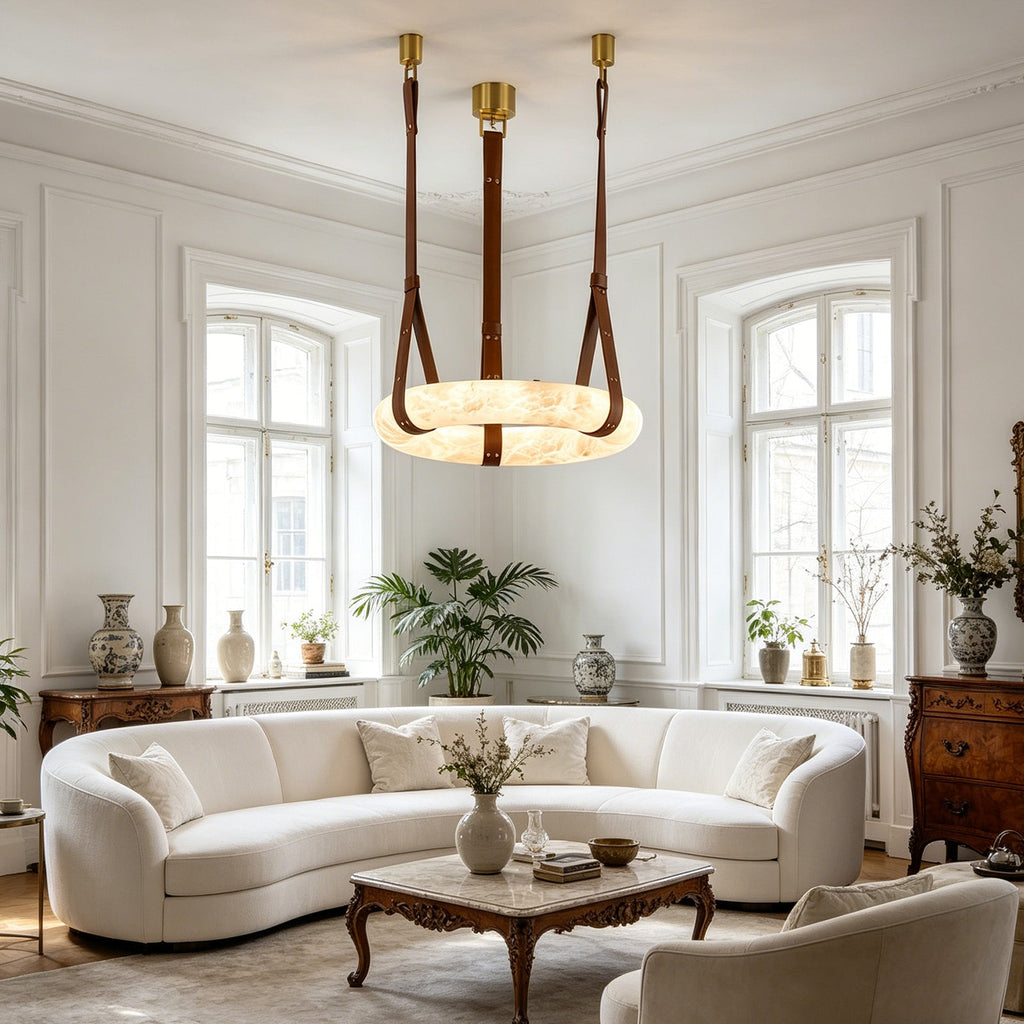 Alabaster round Pendant Light