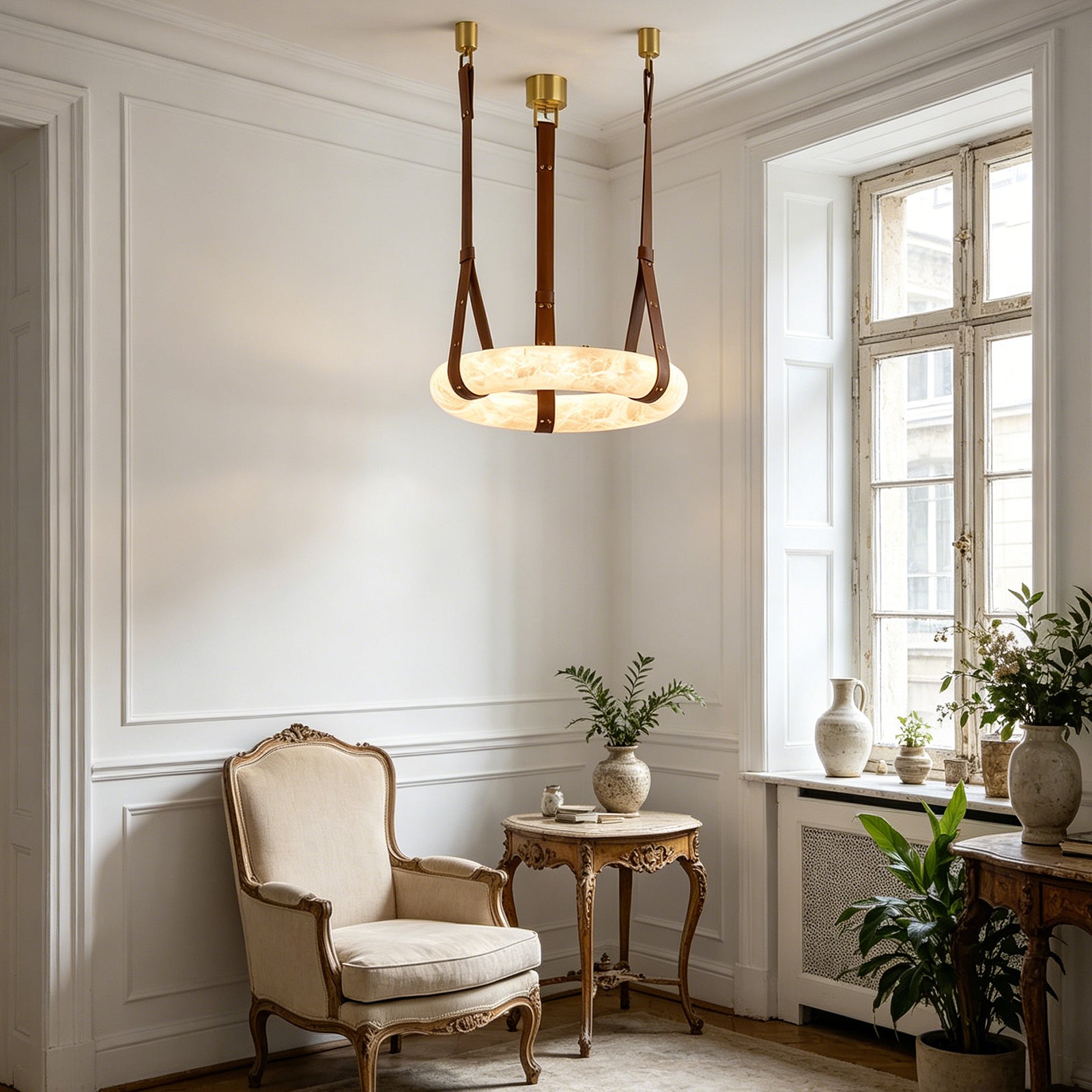 Alabaster round Pendant Light