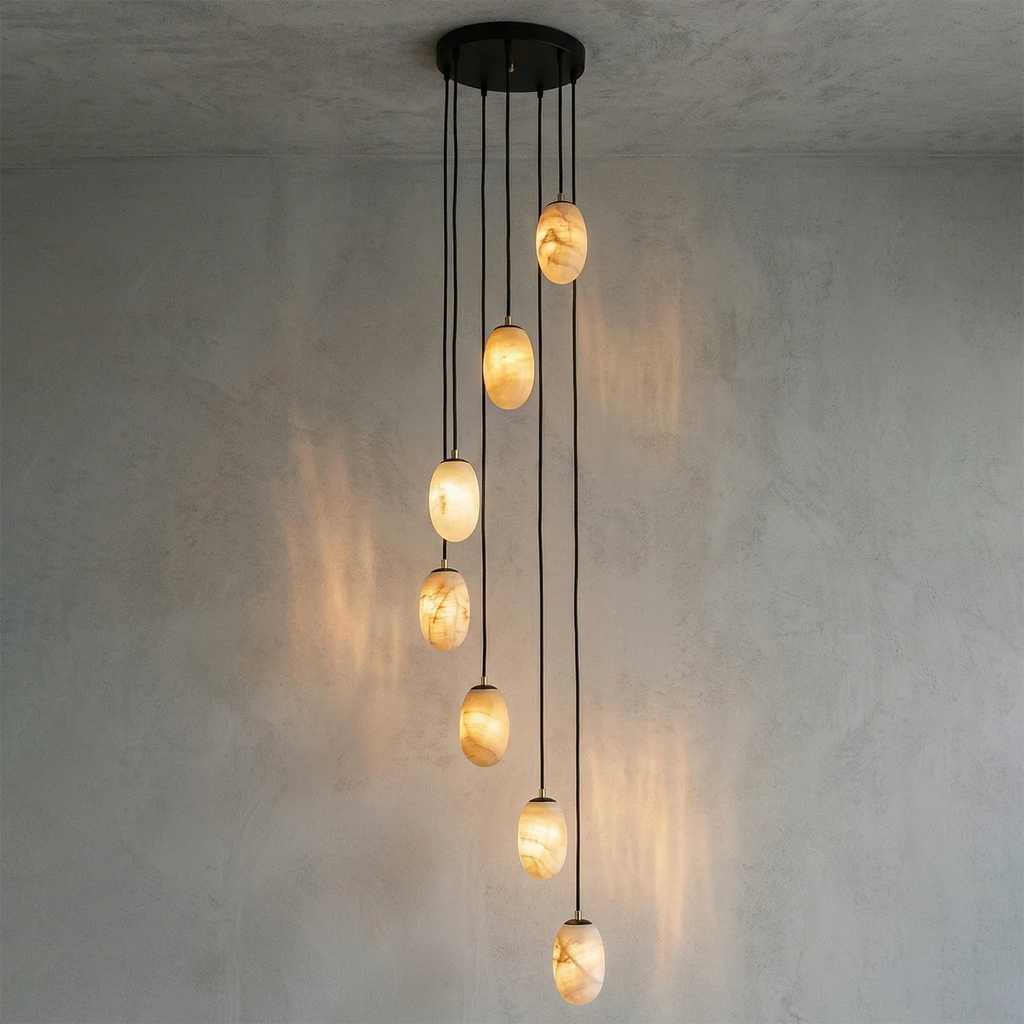 Egg-Shaped Alabaster Chandelier