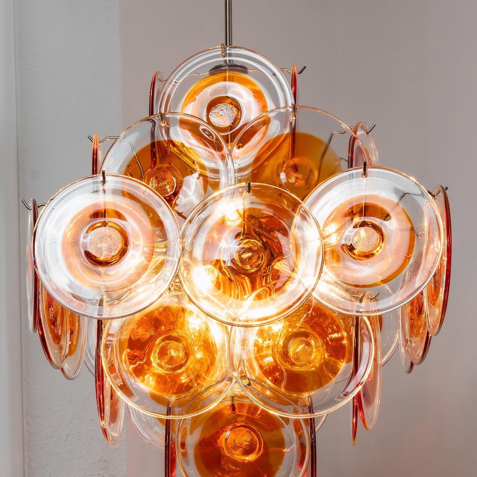 Murano Orange Disk Glass Chandelier