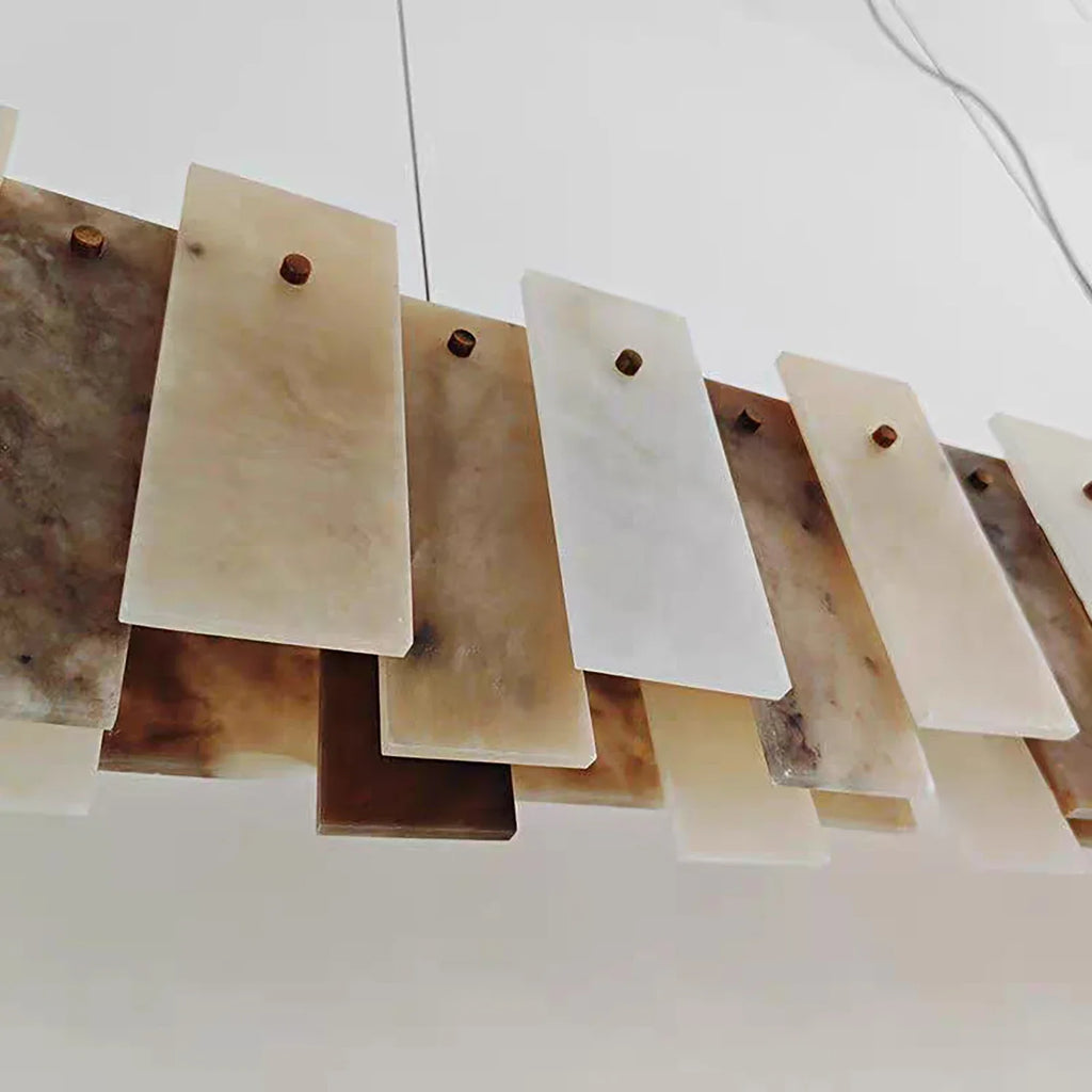 Tobacco-Hued Alabaster Chandelier