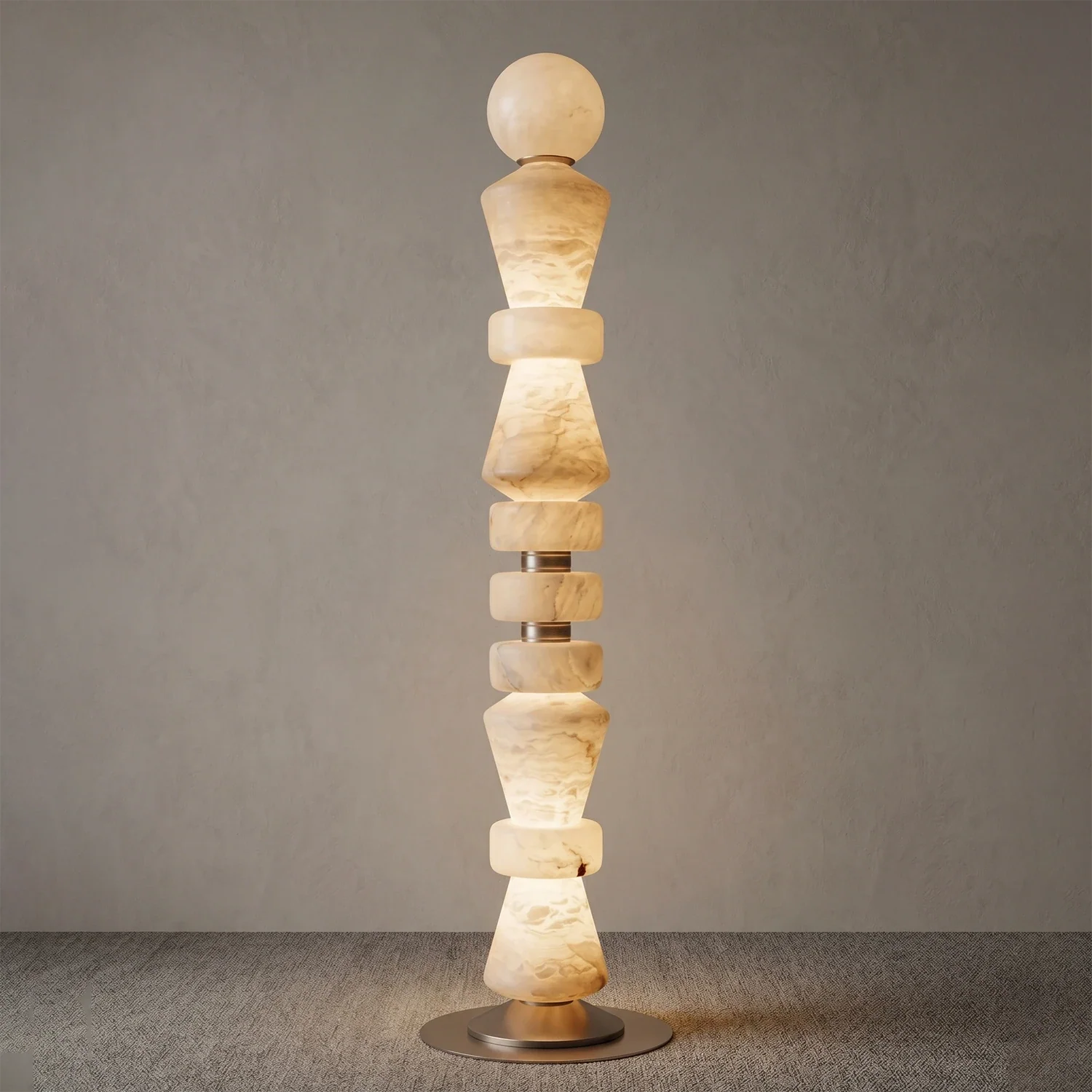Totem Stacked Alabaster Floor Lamp